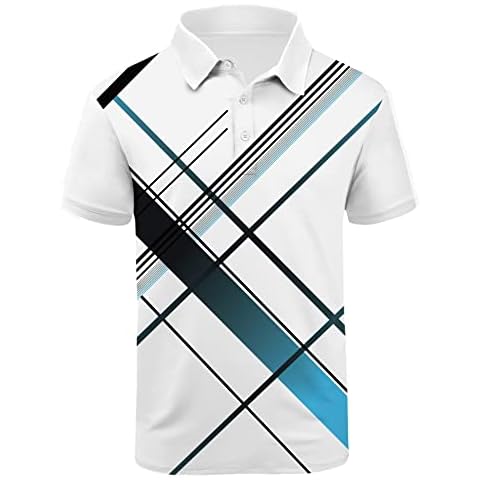V VALANCH Mens Polo Shirts Golf Polo Shirts for Men Moisture Wicking Polo Shirt Bamboo Print Shirt, A-white, Medium Cover