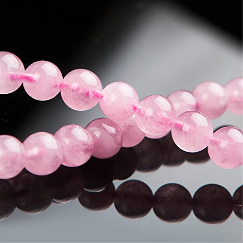 Bracelet quartz rose naturel véritable 7mm extensible sans fermoir - 4
