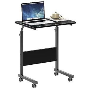 SogesHome Höhenverstellbarer Laptop-Tisch mit Rollen, Mobiler Computertisch/Beistelltisch für Sofa, Bett oder Büro, Kleiner Schreibtisch für Home-Office, Arbeiten im Sitzen & Stehen,60 x 40 x 71 cm
