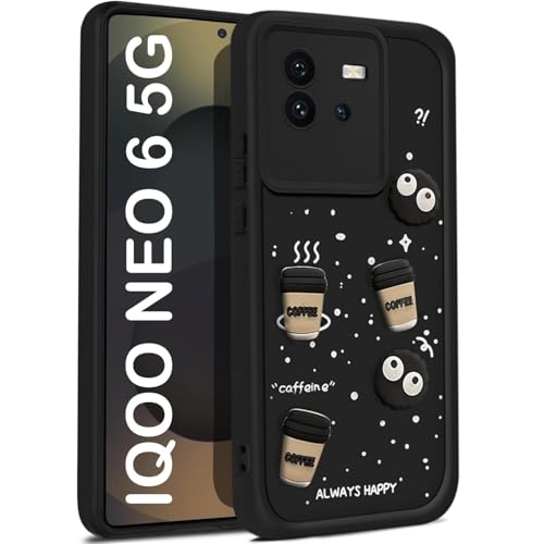 Image of Bintage Cute Fun Taddy| 3D Ball Bear| Donut| Coffee Rubber Case Full Body & Camera Protection Back Cover Compatible for IQOO Neo 6 5G - Black