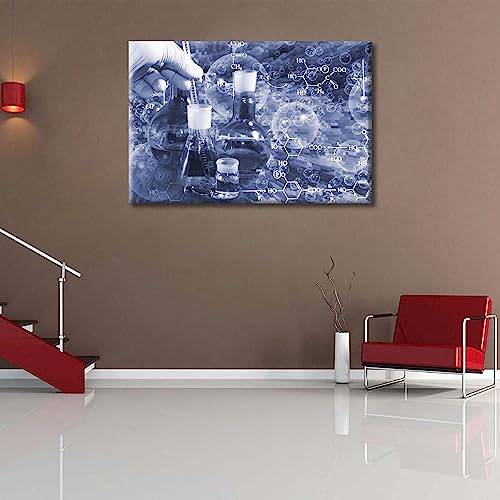Image of TUMOVO Clinical Laboratoryr Modern Artwork Wall Decor 1 Panel Poster Chemical Equations Laboratory Research Concept Pictures Bathroom Decor Wall Art Print on Canvas Framed Ready to Hang, 24 inch Wx36 H