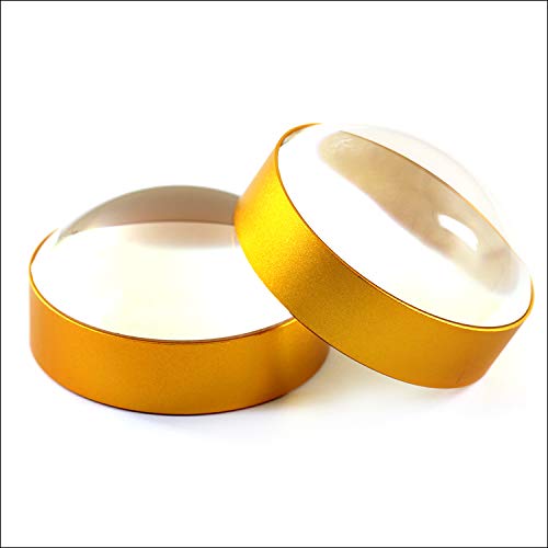 WLXW Loupe Sphérique À Grossissement 6X, Loupe Portative De 60 Mm, Loupe Métal Portable, Verre Optique Loupe Mini HD Lire Le Livre en Forme De Loupe. (Jaune)