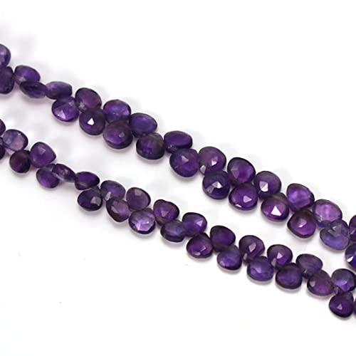 Amethyst Faceted Heart Shape Gemstone Bead Strand 6mm ( per Strand)