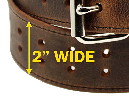 Construction Grade, Two Prong, Heavy Duty, Full Grain Leather Belt, 2” Wide, Made in USA3