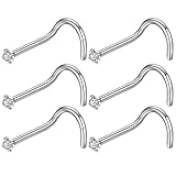 BLESSMYLOVE 6pcs 22g 1.5mm Clear CZ 316L Surgical Steel Silver Nose Rings Screw Nose Nostrial Piercing Body Jewerly Screw Nose Studs for Women 22 gauge 1.5mm Cubic Zirconia Stainless Steel Nose Rings