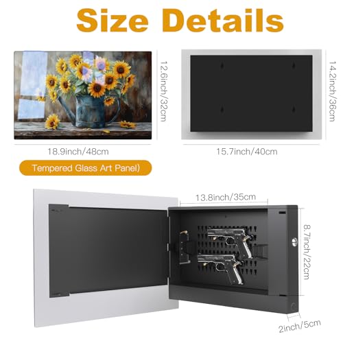 Image of Biometric Gun Safe for Handgun,Tempered Glass Hidden Gun Safe Decor