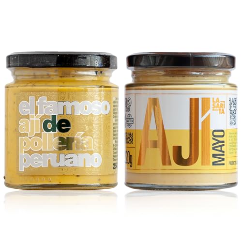 Ají de Pollería y Mayonesa Picante de Ají Amarillo La Sarita. Veganas, Sin huevo, Sin Lactosa Y Sin Gluten. Disfruta Del Sabor Y Aroma Del Ají Amarillo Peruano. Perfectas para Dipear. Pack Ahorro.