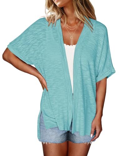 Image of Halife Womens Summer Lightweight Cardigan Short Sleeve Open Front Casual Loose Cover Ups