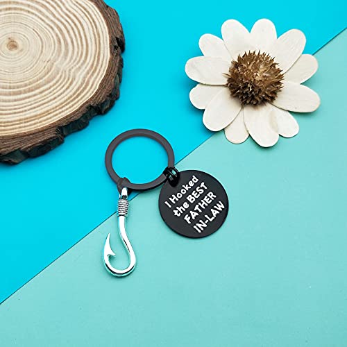 Father in Law Gift Wedding Gift for Father of Groom Bride I Hooked the Best Father-in-law keychain Wedding Gifts from Bride Groom Fathers Day Fisherman Gift Appreciation Bonus Father Keyring Gifts - Image 5