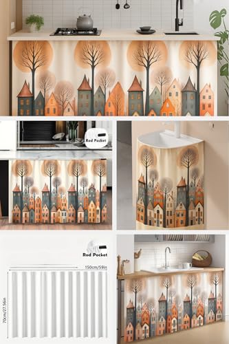 Image of Waterproof Sink Curtain for Modular Kitchen (150cm X 70cm)(City Sink Curtain)