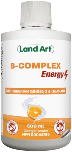B-Complex Energy, Natural Formula, Improves Mental and Physical Performance, with Siberian Ginseng, Guarana, Fast Absorption, Gluten & Sugar free, Non-GMO, Orange Cream Flavour, Made in Canada 500ml
