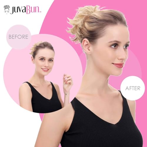 Juvabun Small Messy Bun Hair Piece - Platinum Blonde| Small messy Bun Scrunchie for thin Hair | Everyday Wear Hair Pieces for Women Washable & Realistic| Synthetic faux Hair Bun Scrunchie -Platinum by Juvabun - Image 5