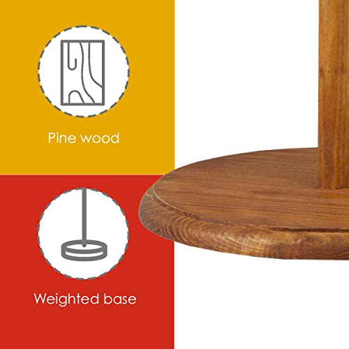 Home Basics Pine Countertop Paper Towel Holder Rustic Kitchen Paper Towels Holder | With Tear-Arm And Rounded Base For Stability #TOP3