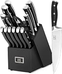 Premium Knife Set,High Carbon Stainless Steel Forged,Ergonomic Triple-Rivet Handle,Sharp Knives Set for Kitchen,Hundreds of Years of Masterful Craftmanship(Black Pro,15PCS)