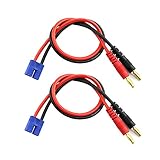 Maxmoral 2pcs 30cm RC Balance Charger Lead 4mm Banana Male Plugs to EC3 Male Connector Adapter 14AWG Silicone Lipo Battery Charge Cable