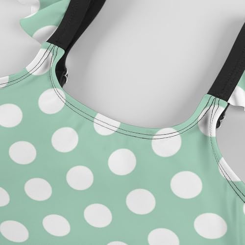 Image of Girls One Piece Swimsuit Polka Dots Ruffles Swimwear Bathing Suits 3-12 Years