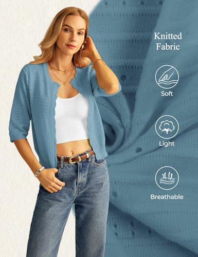 Image of GRACE KARIN Womens 3 /4 Sleeve Cardigan Sweater, Lightweight Cropped Cardigan Trendy, Dressy Casual Crochet Bolero Shrugs