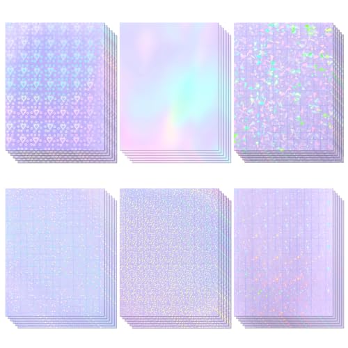 36 Sheets Holographic Laminating Sheets Clear Self Adhesive Sticker Paper