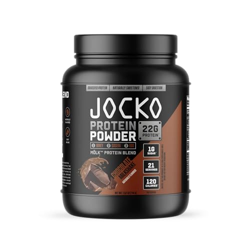 Jocko-Mölk Protein Powder, 21 Servings - Grass-Fed Whey, Micellar Casein, Egg Protein Blend with Digestive Enzymes, Probiotics, Sugar-Free, Soy-Free, Gluten-Free (21 Servings, Chocolate)