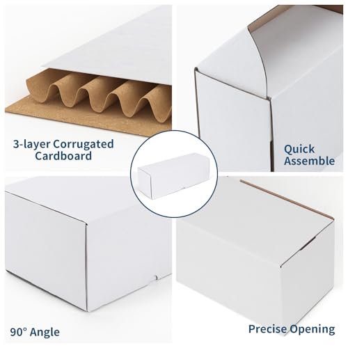 Image of ZBEIVAN 12x4x4 White Shipping Boxes Set of 25, Corrugated Cardboard Mailer Boxes for Packaging Small Business Mailing Gifts