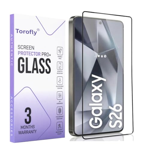 Image of TOROFLT Military-Grade Gorilla Tempered Glass for Samsung Galaxy S26 with Fingerprint Unlock, Edge to Edge Coverage - Case Friendly, Anti-scratch and Bubble free installation kit