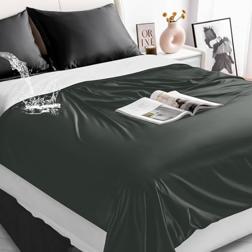 Tisancy Lightweight Waterproof Blanket Queen Size 78 x 82 Thin Summer Bed Protector Sheet with TPU Layer Washable Stain Resistant Mattress Cover for Bed Sofa and Pet Use Black