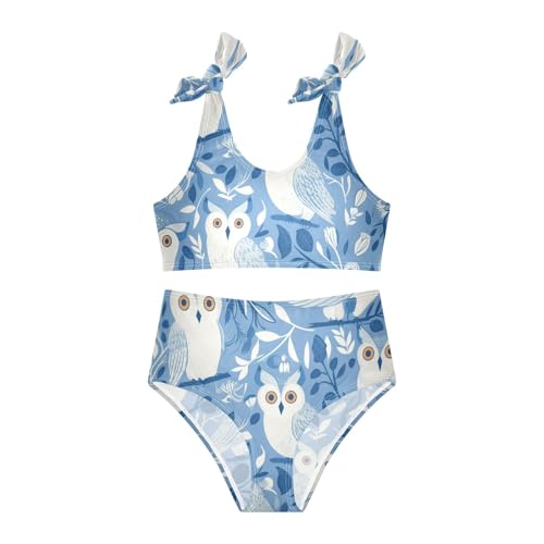 Owl Blue Girls 2 Pieces Kids Bikini Set Quick-Dry Swimsuits Swimming Suits Cute Shoulder Strap3