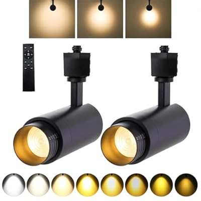 12W Track Lighting Heads Zoomable Track Lights With Remote,Dimmable H Type Track Heads 2700K-6500K Stepless Adjustable 10-Color,15°~60° Beam Angle For Artworks Accent lighting, Shop,Timer 2Pack Black