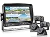 Fookoo HD 1080P 7" Wired Backup Camera System, 7-inch Quad Split Screen Monitor W/Recording, IP69 Waterproof Side View Rear View Cameras, Parking Lines for Truck/Trailer/RV/Tractor/ 5th Wheel (DY704)
