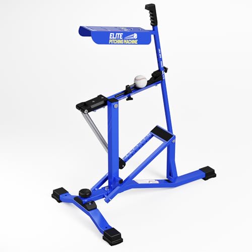 THPERFOLE 50 MPH Manual Baseball Pitching Machine - No Electricity Required | Throws Ground Balls Line Drives & Fly Balls | Adjustable Speed 20-50 MPH for Baseball & Softball