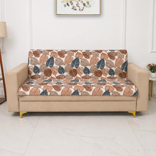 Image of Homerz Premium Printed Quilted Velvet Sofa Slip Cover Protector, Sofa Mat, Exact Size, Antislip Cover (Folia, 3 Seater, Full)