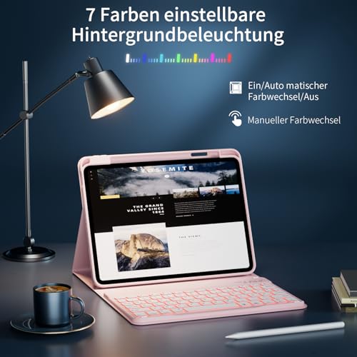 GKABXY Hülle mit Tastatur für iPad A16 11/10 Generation 2025/2022, 11/10.9" – Ansicht 3