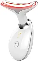 Massageador Facial LED 7 Cores - Modos, Aparelho Anti-Rugas para Rosto e Pescoço, Tratamento Estético Vibratório com Luz LED Para Elevação da Pele Lifting Bivolt Recarregável (Branco)