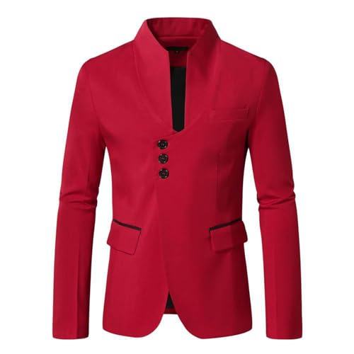Cambkatl Men's Vintage Stand Collar Blazers Slim Fit Tuxedo Suit Jackets Casual Sports Coat for Wedding Dinner Party