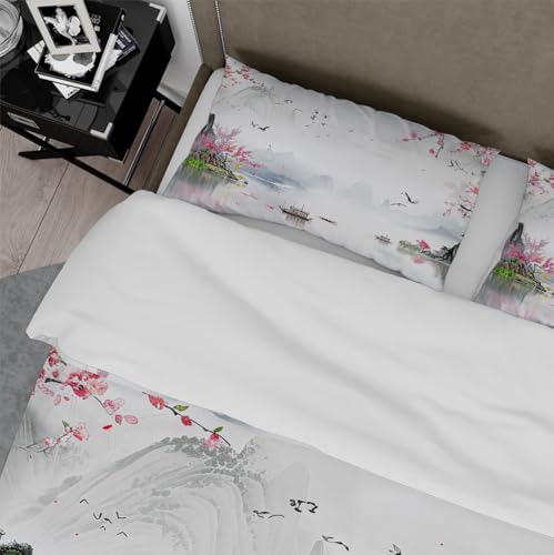 Housse de couette avec fermeture éclair blanche lit style chinois - 5