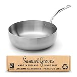 Samuel Groves 28cm Stainless Steel Tri-Ply Chef’s Pan - Long Handle - Fully Clad Professional Cookware, Induction & Oven Safe, Durable Stainless Steel - Made in England, Oldest UK Cookware Company