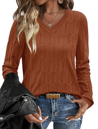 Womens Tops Fall Boho Sweaters Long Sleeve Layering Shirts Soft
