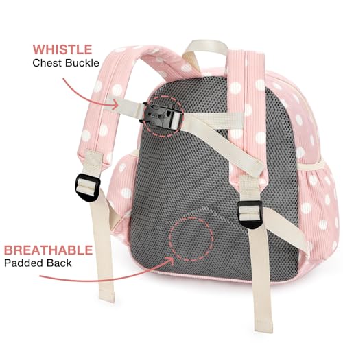 Image of STEAMEDBUN Corduroy Toddler Backpack for Girls 2-4: Kids backpack for Boys Girls - 12 inch Preschool Kindergarten Backpacks - Polka Dot