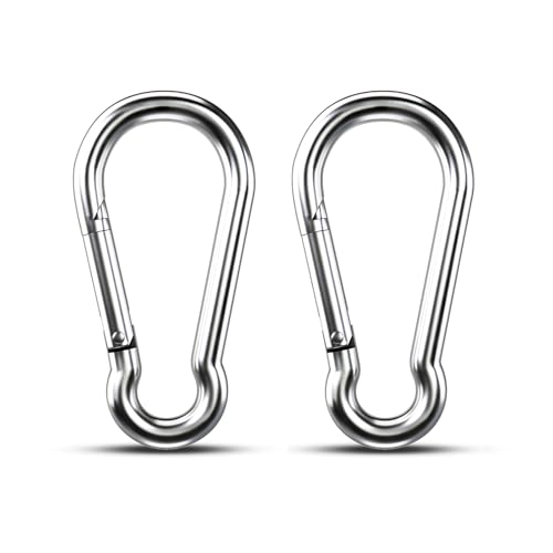 Large Carabiner Clip Hooks 2pcs 4 inch Carabiners Heavy Duty 304 Stainless Steel Spring Snap Hook Fits Camping Hanging Hiking Weight Lifting Metal Clips for Rope or Chain