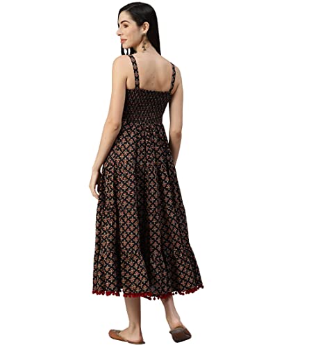 Image of Divena Rayon Cream A-Line Floral Printed Midi Dress