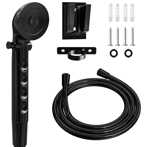 Image of RV Shower Head with Hose ABS Outdoor RV Shower Hose Kit Replacement with ON /OFF Switch for RV, Trailer, Campers, Motorhomes, Fifth Wheels, Boats (Black)