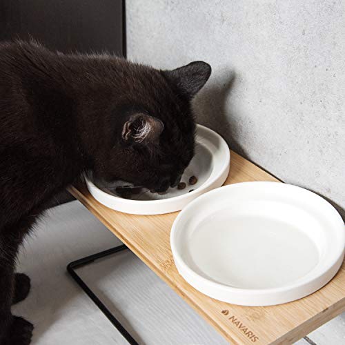 Navaris Futternapf Katze erhöht - Futterstation Katzen - 2X Fressnapf aus Keramik - Erhöhter Futternapf - Katzennapf erhöht Keramik - Auch für Hunde - Hundenapf