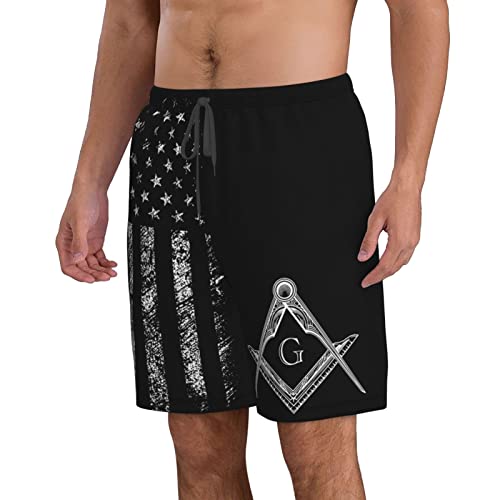 Freemason Symbol Square Compass G Lodge Masonic Funny Gifts Mens Quick Dry Short Swim Trunks Swimwear Bathing Suits White 6