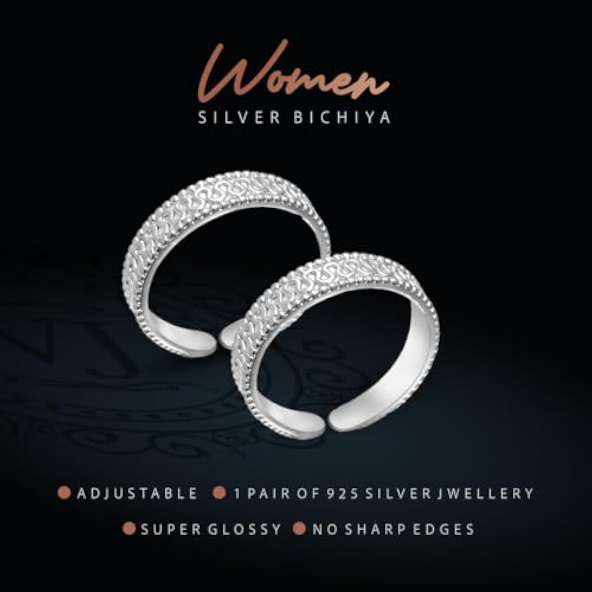 Exclusive 925 Sterling Silver Adjustable Toe Rings for Women