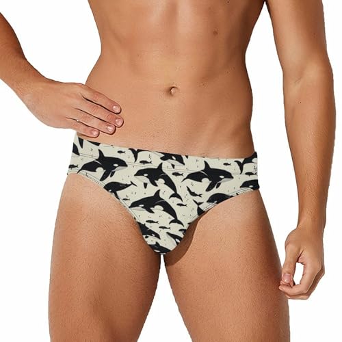 Killer Whale Novelty Men's Swimming Brief Swimwear Pants Trunks Beach Shorts Underwear