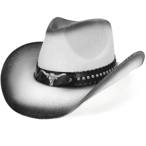 Image of WQWOVRVO Cowboy Hat,Cowgirl Hat,Western Cowboy Hats for Women /Mens /Straw Wide with Shapeable Brim Cowboy Hat for Womens