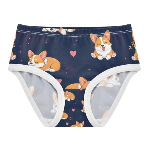 Cute Cartoon Dogs Poses Toddler Cotton Underwear, Girls Briefs, 2T–8 Years