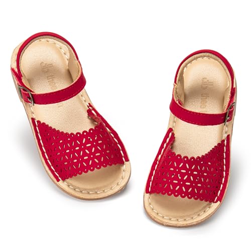 Image of THEE BRON Toddler Girls Vintage Open Toe Sandals Cushioned Comfy Summer Dress Shoes