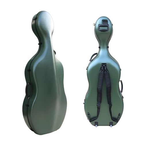 Conboxus Cello Case 4/4 Carbon Fiber Ultra Lightweight Durable Hard Shell Professional Case with Wheels&Built-in Handles,Travel (dark green)