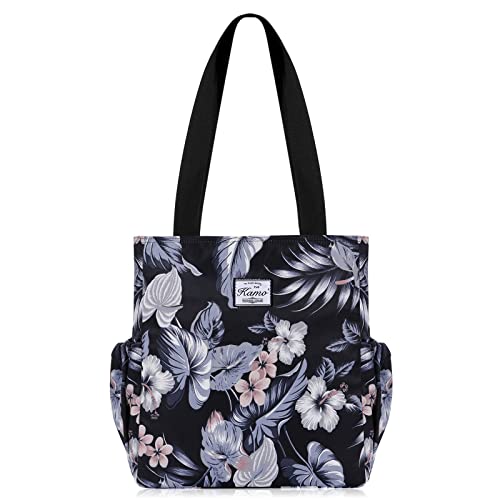 Image of KAMO Floral Tote Bag - Waterproof Lightweight Handbags Travel Shoulder Bag for Hiking Yoga Gym Swimming Travel Beach